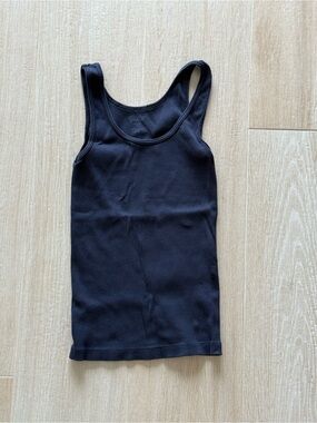 Brandy John Galt Navy Blue Ribbed Tank Top